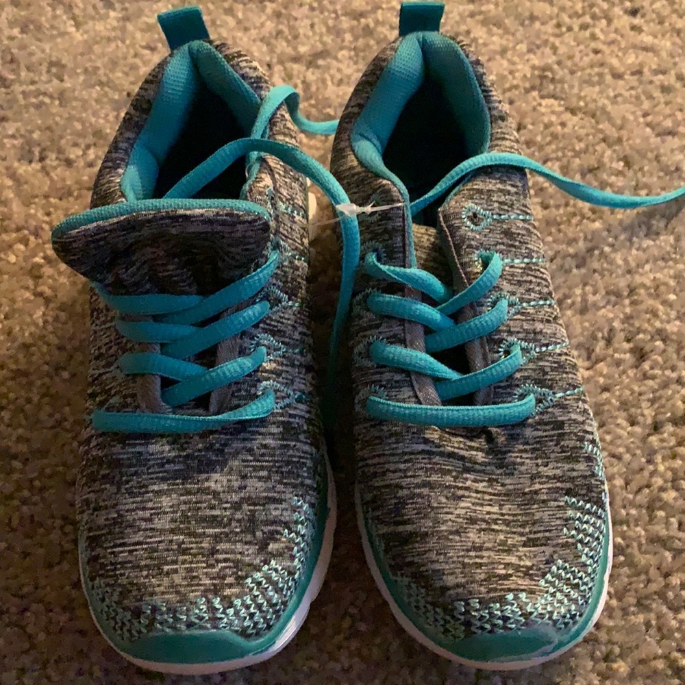Gray and teal running shoes NWT